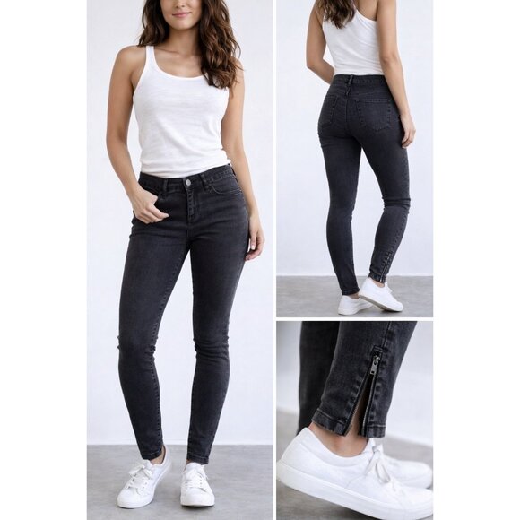 The Limited Pants - 👖 The Limited Washed Charcoal Black Legging Jean Zipper Ankle 2 👖